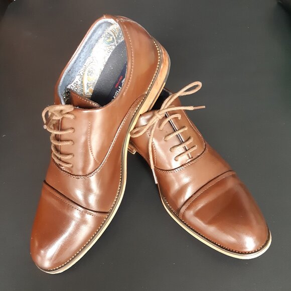 Bruno Marc SZ 9.5 Louis-2 Chestnut Men's Leather Cap Toe Oxford Shoes - Picture 2 of 15